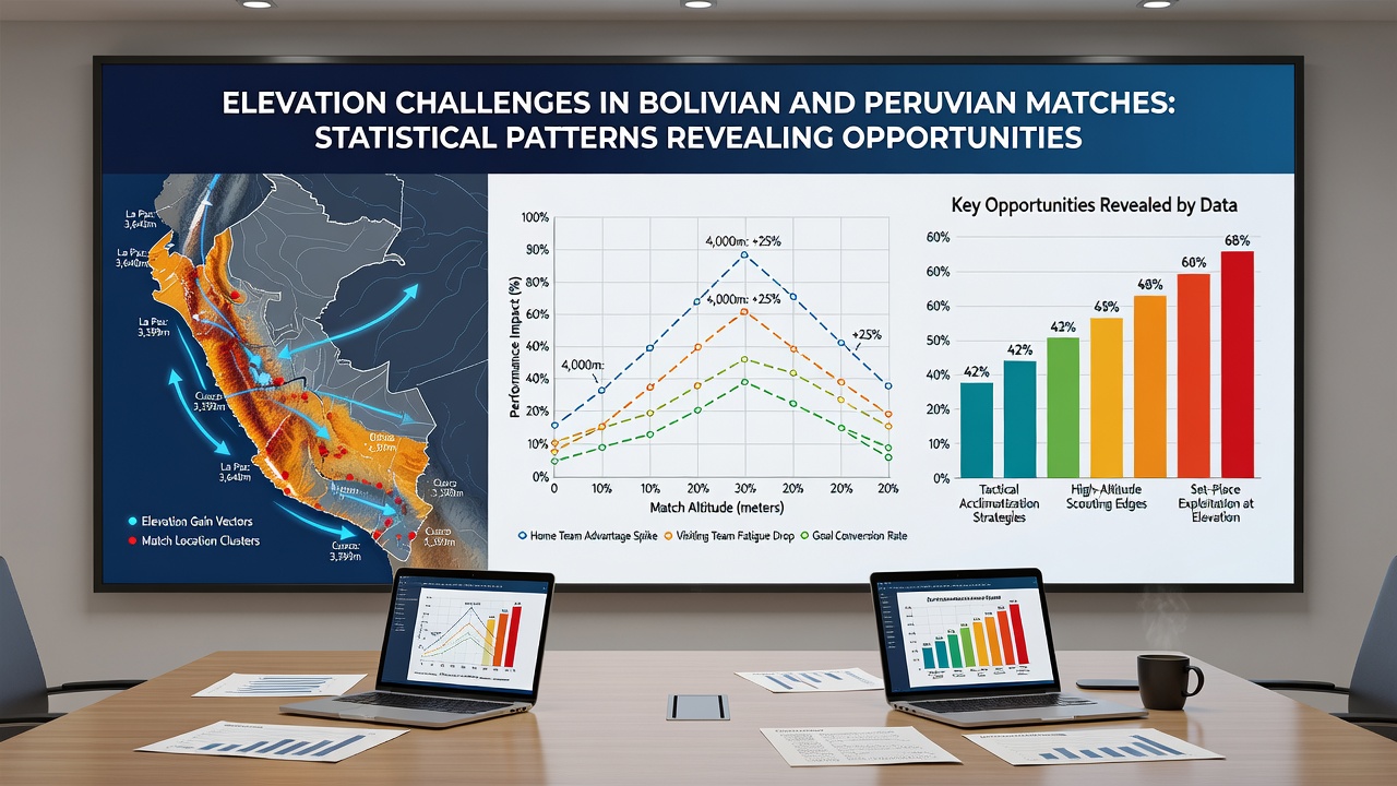Match statistics overlay showing goal distribution and handicap performance in high-altitude Peruvian league games