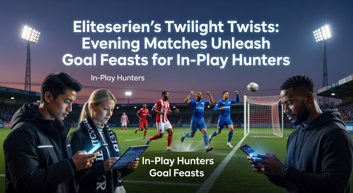 In-play betting screen captures odds shifting during a goal-heavy Eliteserien evening fixture under stadium lights