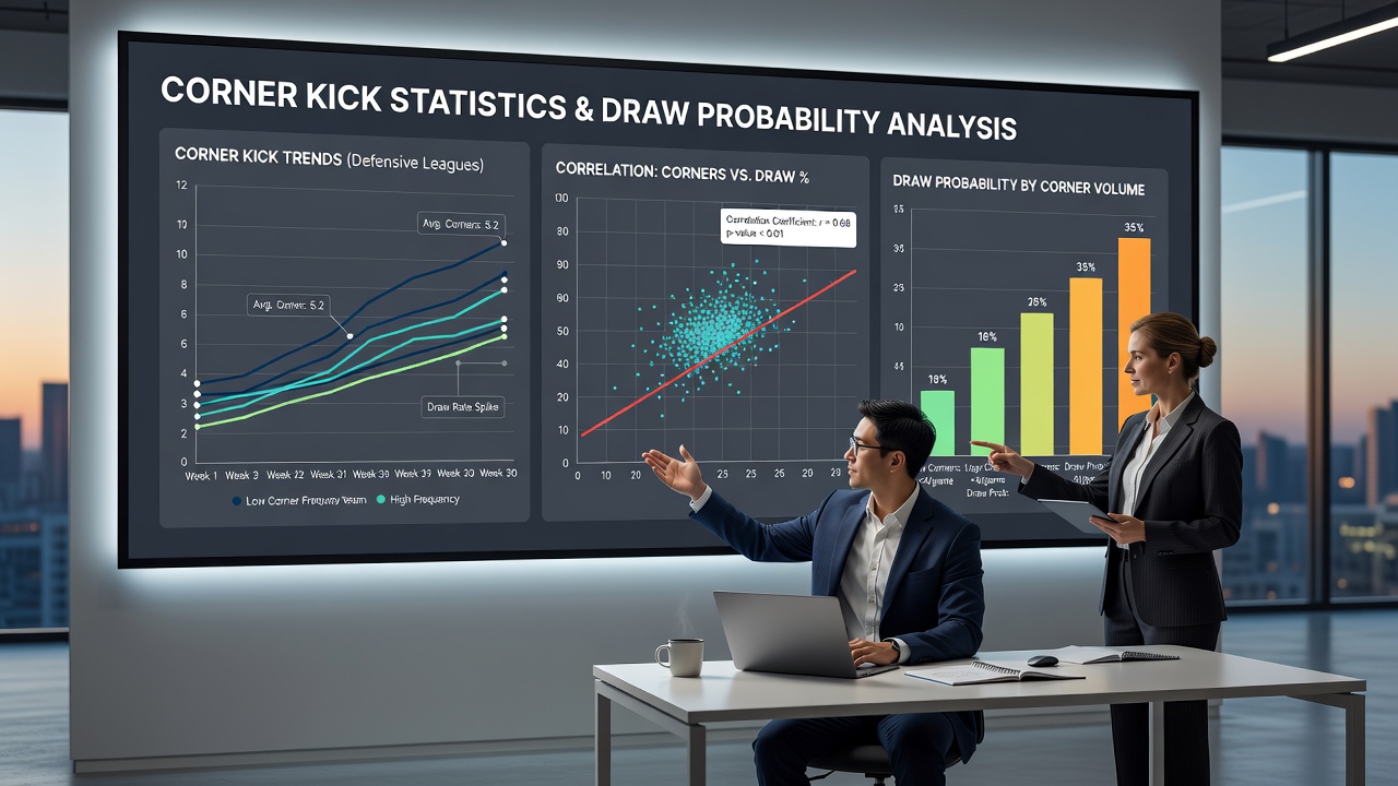 Detailed corner kick distribution graph for draw probability analysis