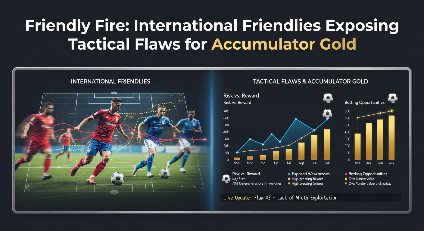Graph showing goal spikes in international friendlies versus competitive matches, with bars highlighting accumulator payout potential from tactical upsets