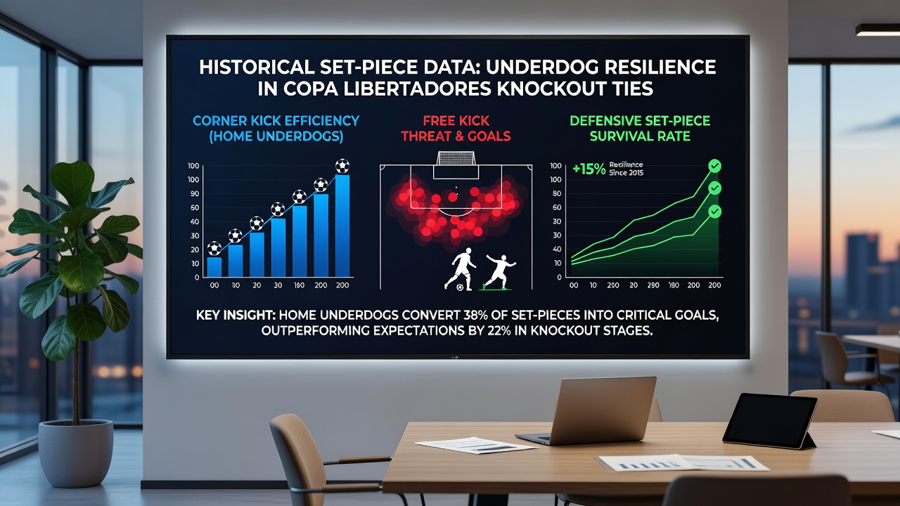 Players contesting a header during a Copa Libertadores set-piece situation